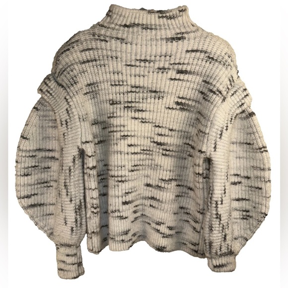 Varley Belgrave Knit Wool Balloon Sleeve Dalmatian Marled Sweater Small - Picture 3 of 10